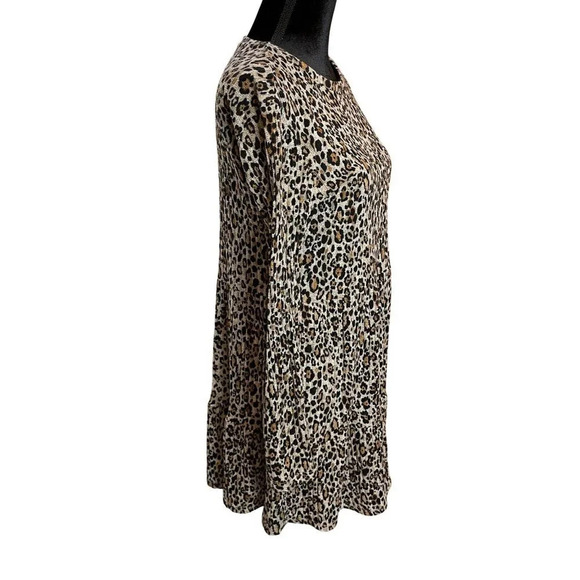 Zara‎ Trafaluc Size Large Leopard Print Long Sleeve Tunic Shift Dress Party - Picture 4 of 8